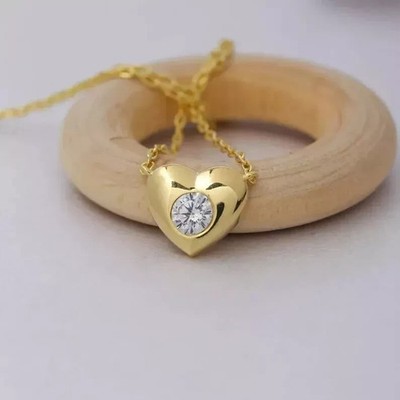 Round Lab Created Diamond Purpose & Love Fancy Pendent In 14K Yellow Gold Finish