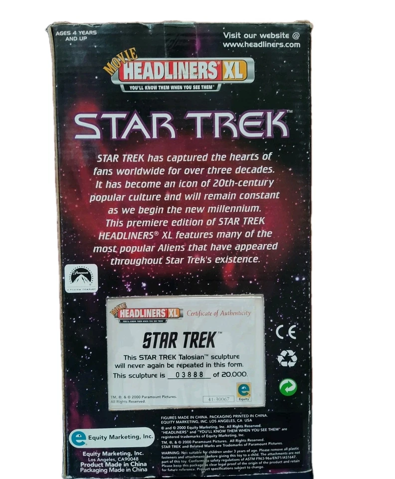 Boneco Talosian Movie Headliners XL edição limitada Star Trek novo com C de A - Imagem 2 de 4