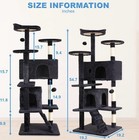 54.7in Dark Gray Cat Tree Tower  w/ Perches, Ramp, Hanging Toys, Sisal Posts — photo 2