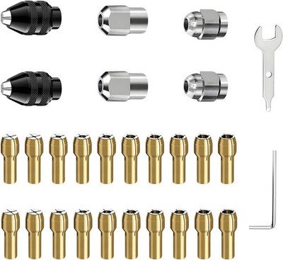 28 Stück Bohrfutter Adapter Set Spannzangensatz für Dremel 0.5mm bis 3.2mm 4