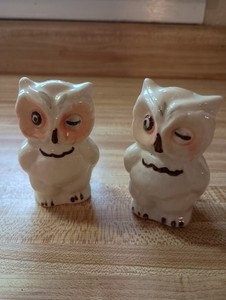 Vintage Shawnee Pottery Winking Owls Salt & Pepper Shakers from the 1940's