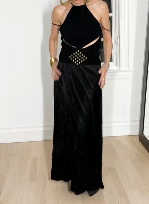 Zara Limited Edition Studded Tassel Sash Belt Black Gold W32  display picture 1