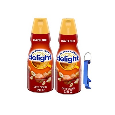 International Delight Hazelnut Coffee Creamer 32oz 2 Pack + Bonus Keychain