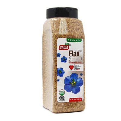 Badia Organic Ground Flax Seed, 16 oz - Superfood High in Fiber & Omega-3, Ce...