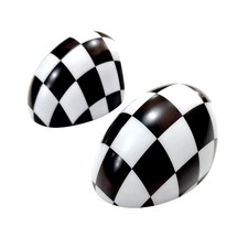 2x Spiegelkappen Geh&auml;use Schwarz Wei&szlig; Karo F&uuml;r Mini R55 R56 R57 R58 R59 R60 R61