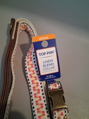 NWT, Set, Top Paw, Collar (M) & 4' Leash Set, Linen Blend Pink