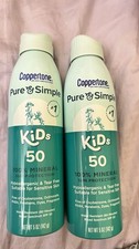 X2 Coppertone Pure  Simple Kids Mineral Sunscreen Spray SPF 50 set of 2