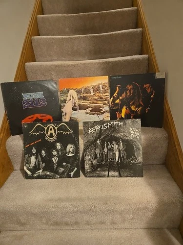 Lot Of 5 Classic Rock Lp Albums LED ZEPPELIN Rush Aerosmith  Cheap  Trick LOT B