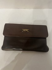 Vintage Leather Clutch w/ Reptile Embossed Flap  Gold Detail From 70  s - 80  s