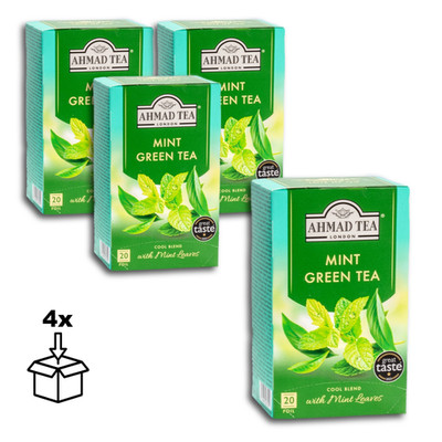 Ahmad Tea Grüner Tee mit Pfefferminzgeschmack, 20 x 2g Teebeutel, 4 x 40g
