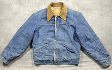 Vintage 70s Wrangler Sherpa Lined Denim Jacket Blue Size 40 Made in USA 227MJL