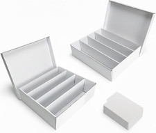 3200-Count Trading Cardboard Card Storage Boxes 2 Pack, 4 Row White Card Box wit