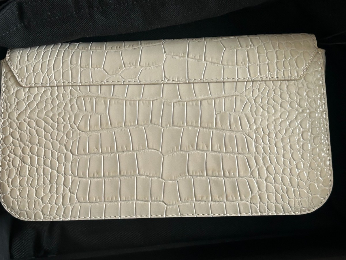 NWT Box! STRATHBERRY East/West Omni Bag Vanilla Croc Embossed w