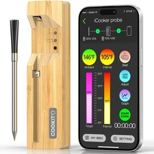 700FT Bluetooth Meat Thermometer, 5.5mm Ultra-Thin Probe Wireless Food Thermo...