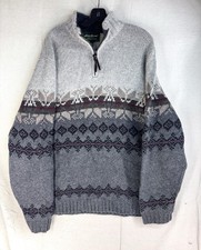 Eddie Bauer Heritage Sweater Mens XL 100 Lambswool 1/4 Zip Pullover Nordic
