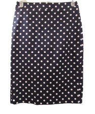 J. Crew Pencil Skirt Navy White Polka Dot Stretch Cotton 6 Preppy Office NWT