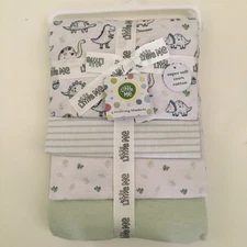 NEW Baby Receiving Blankets Green White Dinosaur Theme Set of 4 | Little Me