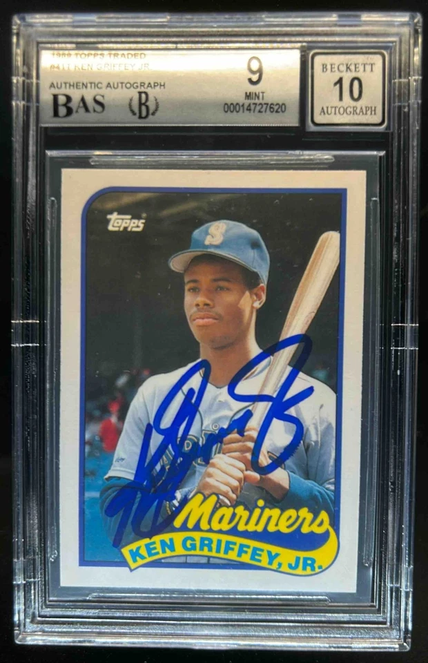 1989 年 Topps 交易 Ken Griffey, Jr. IP 签名新秀 RC #41T 水手 BGS 9