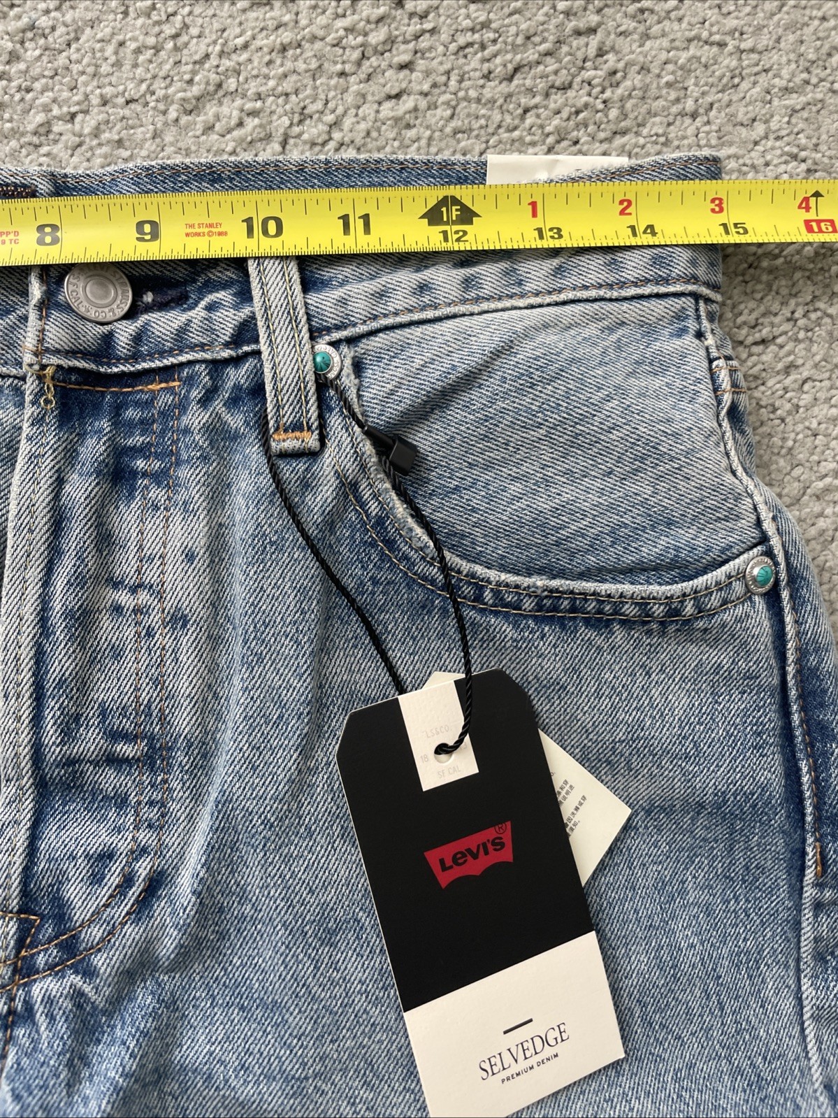 Levi's Premium Big E 501 Original Fit Selvedge Blue Jeans Men's Size 29 X 30 Fly thumbnail 20