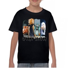 Spooky Season Quad Youth T-shirt Halloween Trick or Treat Pumpkin Head Kids