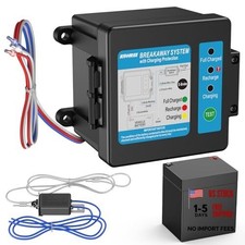 Trailer Brakes Breakaway Kit, Built-in 12V 5AH Battery and Charger, Side