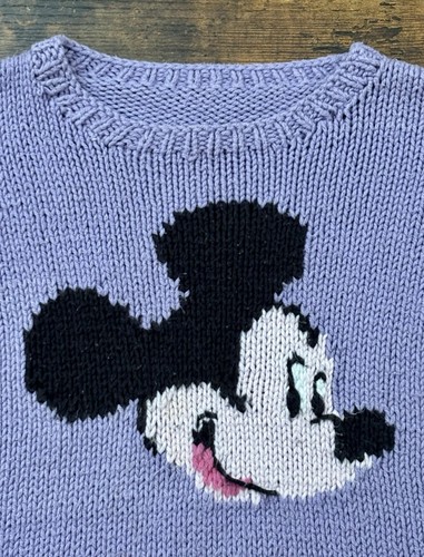 Vintage Disney Handmade Mickey Mouse Purple Knitted Sweater 4/5T? - Picture 5 of 12
