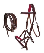 Horse Western Leather Pink Padded Bitless Sidepull Bridle w/ Reins 77RS32