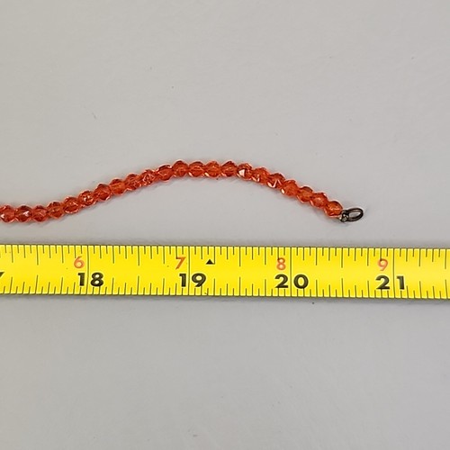 Vintage Glass Beaded Necklace Orange Graduated Faceted 20.5" - Picture 8 of 10