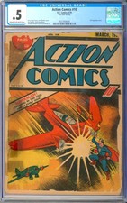 Action Comics #10 RARE Unrestored 3rd Superman Cover Golden Age DC 1939 CGC .5
