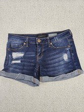 Aeropostale Women's Size 0 Dark Wash Distressed Midi Denim Jean Shorts