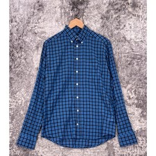 Eton Shirt Medium Mens Slim Fit Blue Plaid Long Sleeve Casual Button