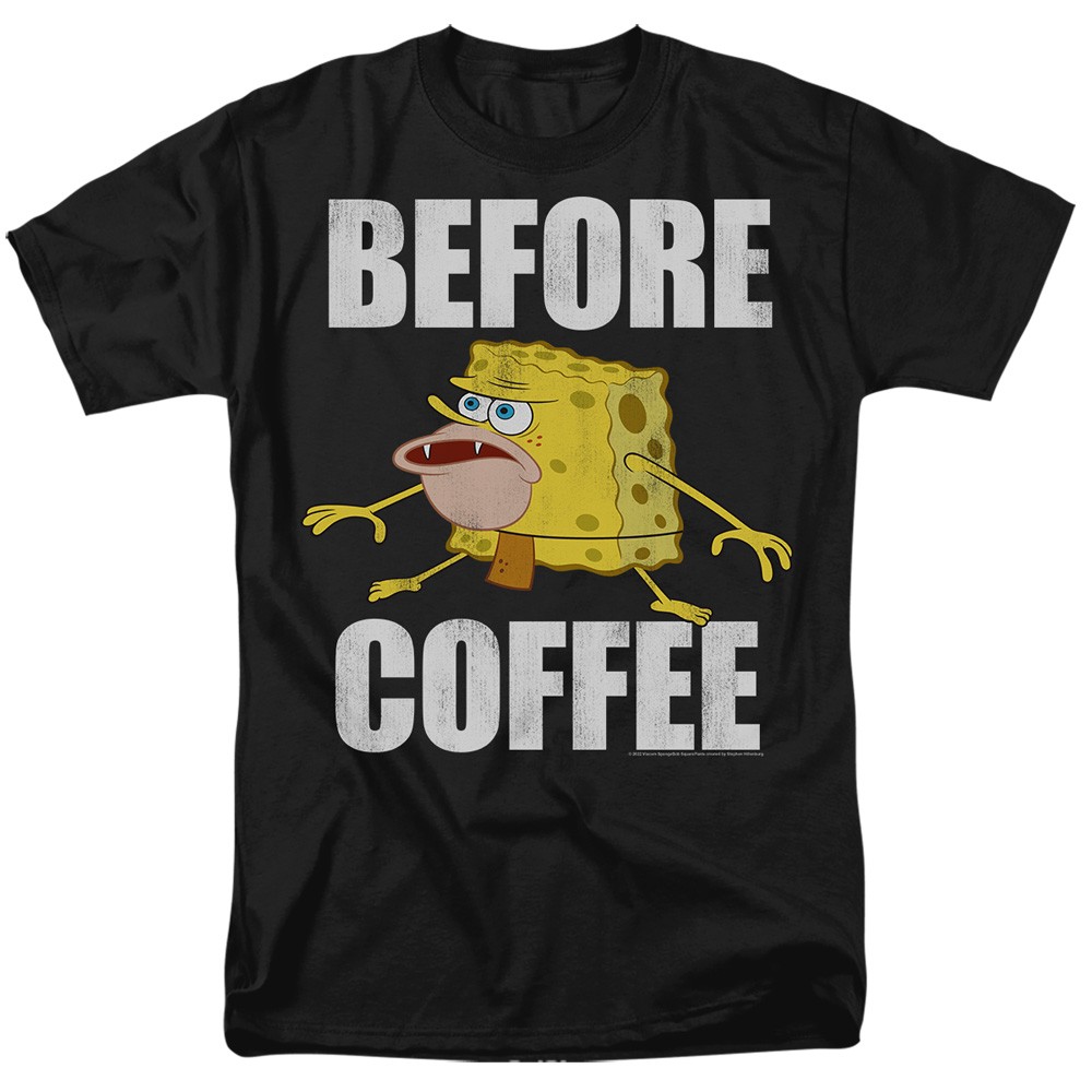 Spongebob squarepants - before coffee meme - adult men t-shirt