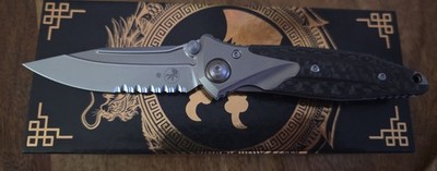 Microtech Socom Bravo Mini 260M-8 Titanium CF M390 Tanto Folding Pocket Knife