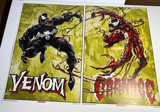 (2) Stampe a colori 12x18 Marvel Venom & Carnage firmate e schizzate Sam de la Rosa