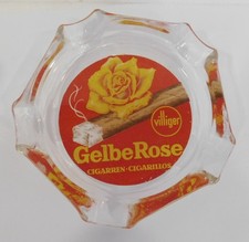 Alter Glas Aschenbecher Werbung Villiger Cigarren Cigarillos Gelbe Rose Zigarren