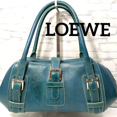 LOEWE Senda Handbag Tote Bag Purse shoulder bag leather blue gold
