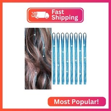 Hair Tinsel 8 Packs 1600 Strands 50 Inch Tinsel Hair Extensions Lake Blue Heat R