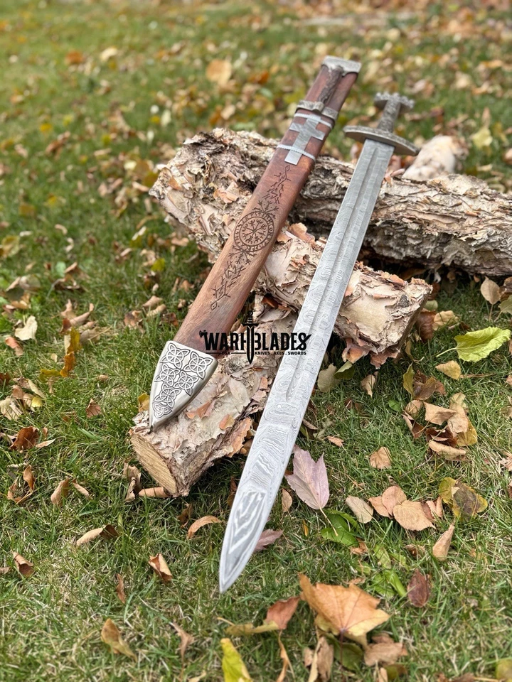 Handmade Damascus Sword With Scabbard 38 Inch Long - Image 2 of 4