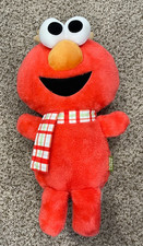 Baby's First Plush Reindeer Elmo w/ Scarf, Rattle 14" Sesame Street, EUC, Plush