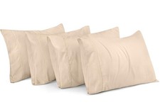 King Size Pillow Covers, 4 Pack, Fade Resistant Microfiber, Beige