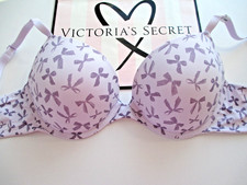 VICTORIA'S SECRET PINK Super Push-Up Bra VS Purple Bows 34D 38B 38C 38D 40C NWT