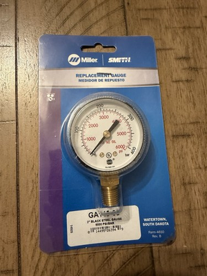 #ad MILLER ELECTRIC Welding Pressure Gauge: 0 6000 psi 2 in Dial 1 4 in MNPT $34.99