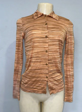 MISSONI SPORT MULTI COLOR BUTTON FRONT STRIPES CASUAL TOP Sz 40 MADE IN ITALY