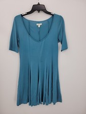 Silence + Noise Dress Womens Medium Blue Scoop Neck Short Sleeve Fit & Flare