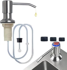 Sink Soap Dispenser for Kitchen Sink Stainless Steel 47" Silicone Extension Tube