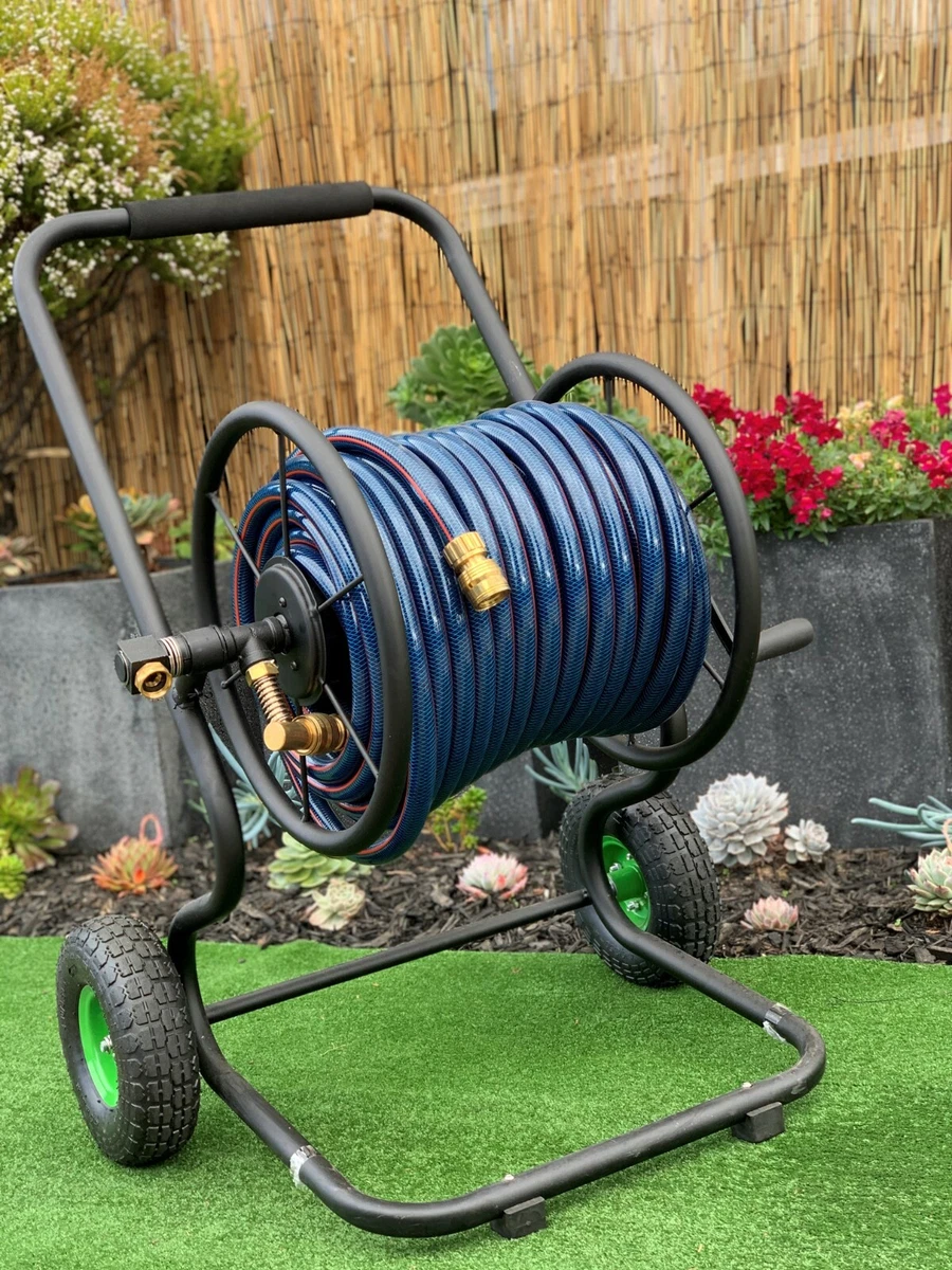 NEW ZORRO Steel Reel Cart with Ozflex 12mm Garden Hose with Brass Connectors