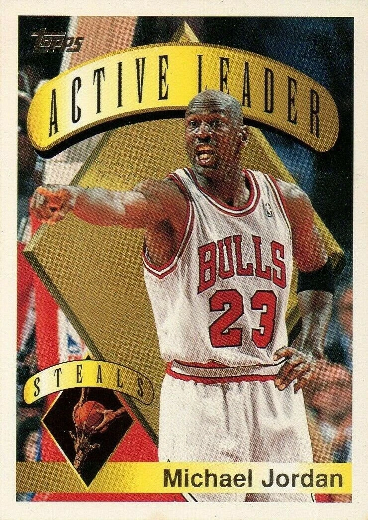 1995 96 TOPPS MICHAEL JORDAN ACTIVE LEADER STEALS 4 NBA BASKETBALL CARD