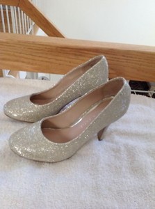 silver round toe heels