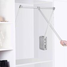 1250mm Lift Pull Down Wardrobe Adjustable Width Clothes Hanging Rail Soft Return