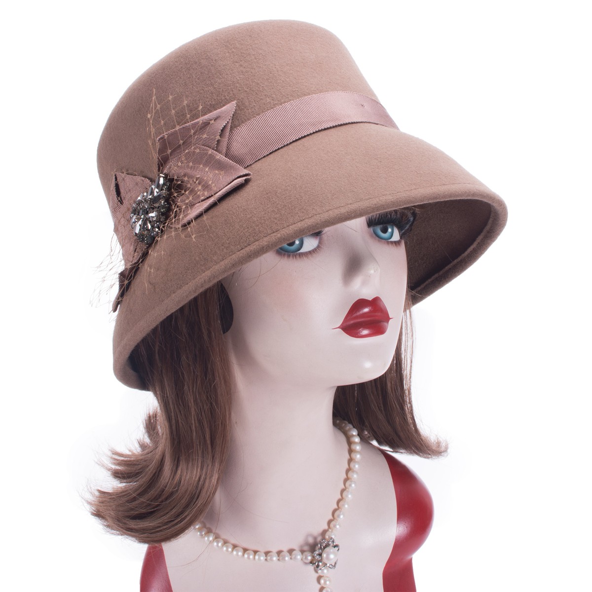 Vintage 100% Wool Felt Bucket Cloche Beret Hat Church Wedding Accessories Womens 1920s Look 100% Wool Beret Beanie Cloche Bucket  main image 2